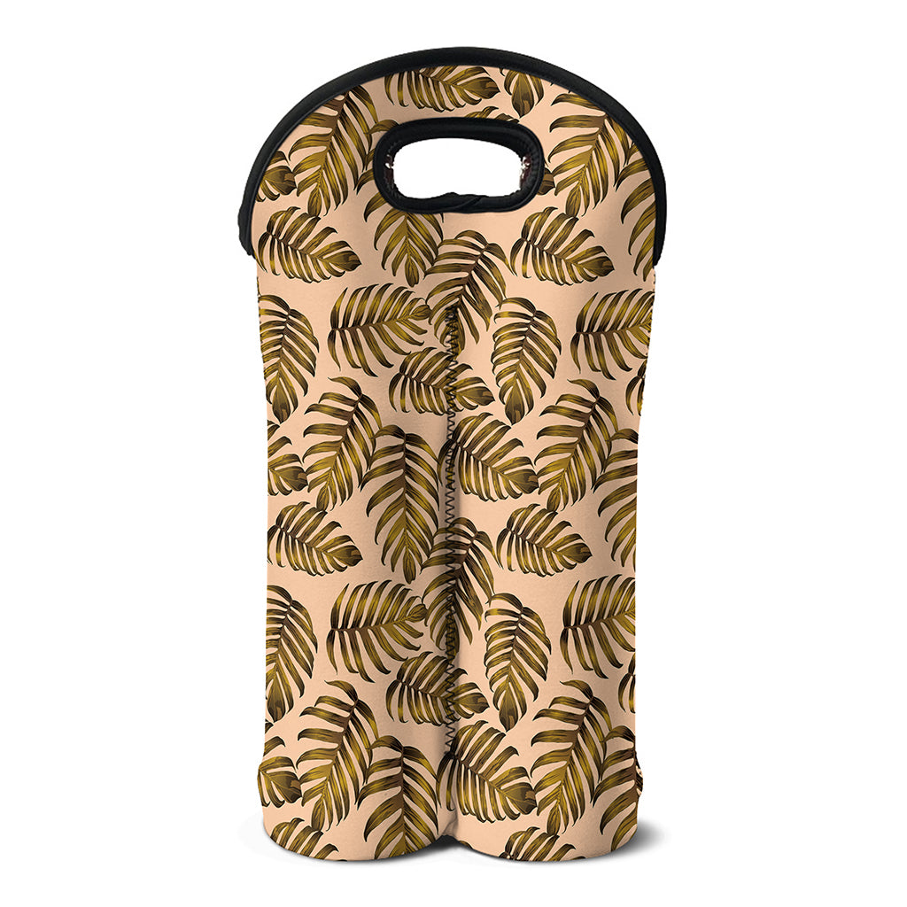 Yellow Monstera Leaves Pattern Print Double Neoprene Wine Tote