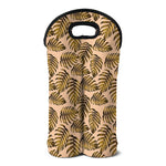 Yellow Monstera Leaves Pattern Print Double Neoprene Wine Tote