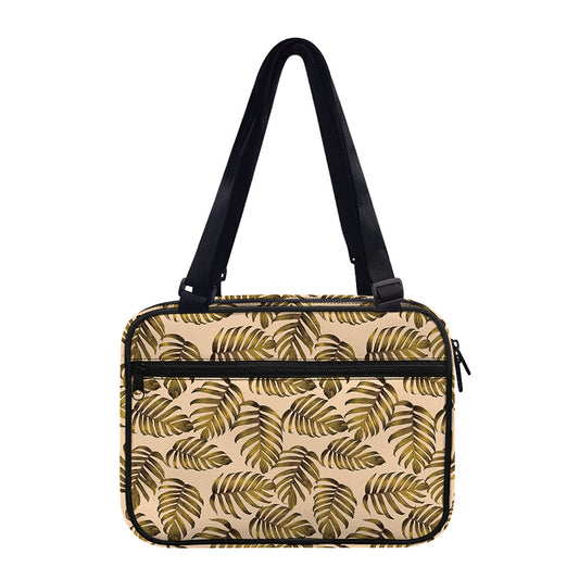 Yellow Monstera Leaves Pattern Print Double Strap Bible Bag
