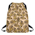 Yellow Monstera Leaves Pattern Print Drawstring Backpack