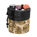 Yellow Monstera Leaves Pattern Print Drawstring Makeup Bag