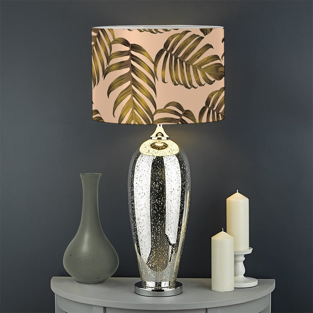 Yellow Monstera Leaves Pattern Print Drum Lamp Shade