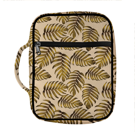 Yellow Monstera Leaves Pattern Print Front Pocket Bible Bag