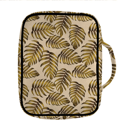 Yellow Monstera Leaves Pattern Print Front Pocket Bible Bag