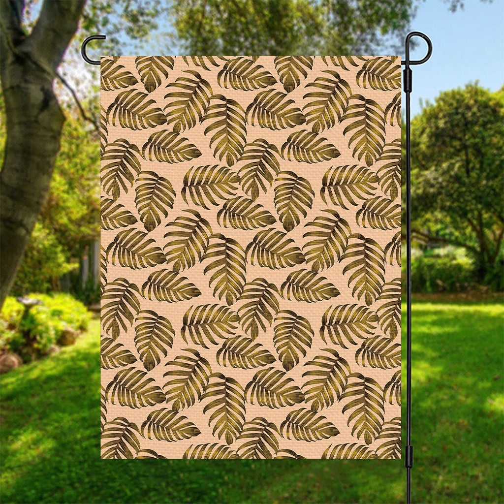 Yellow Monstera Leaves Pattern Print Garden Flag