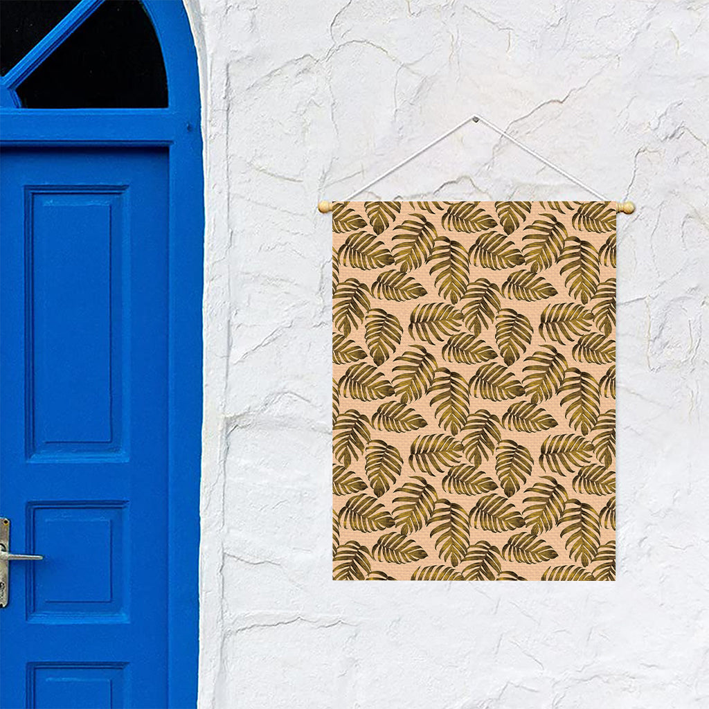 Yellow Monstera Leaves Pattern Print Garden Flag