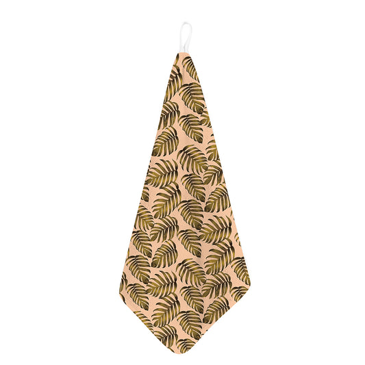Yellow Monstera Leaves Pattern Print Hand Towel