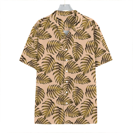 Yellow Monstera Leaves Pattern Print Hawaiian Shirt