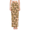 Yellow Monstera Leaves Pattern Print High Slit Maxi Skirt