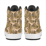 Yellow Monstera Leaves Pattern Print High Top Leather Sneakers