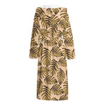Yellow Monstera Leaves Pattern Print Hooded Bathrobe