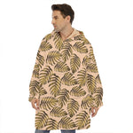Yellow Monstera Leaves Pattern Print Hoodie Blanket