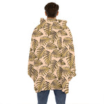 Yellow Monstera Leaves Pattern Print Hoodie Blanket