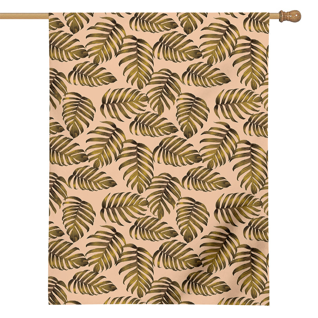 Yellow Monstera Leaves Pattern Print House Flag