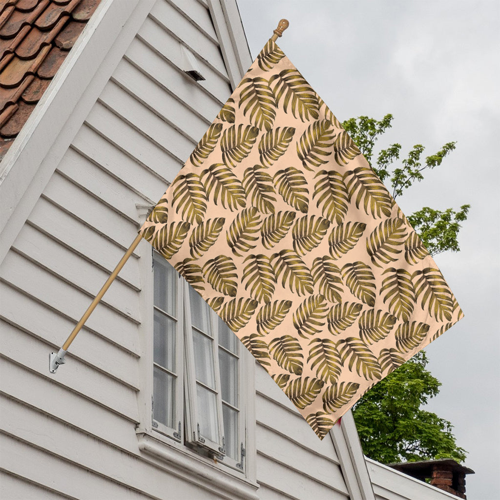Yellow Monstera Leaves Pattern Print House Flag