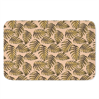Yellow Monstera Leaves Pattern Print Indoor Door Mat