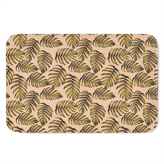 Yellow Monstera Leaves Pattern Print Indoor Door Mat