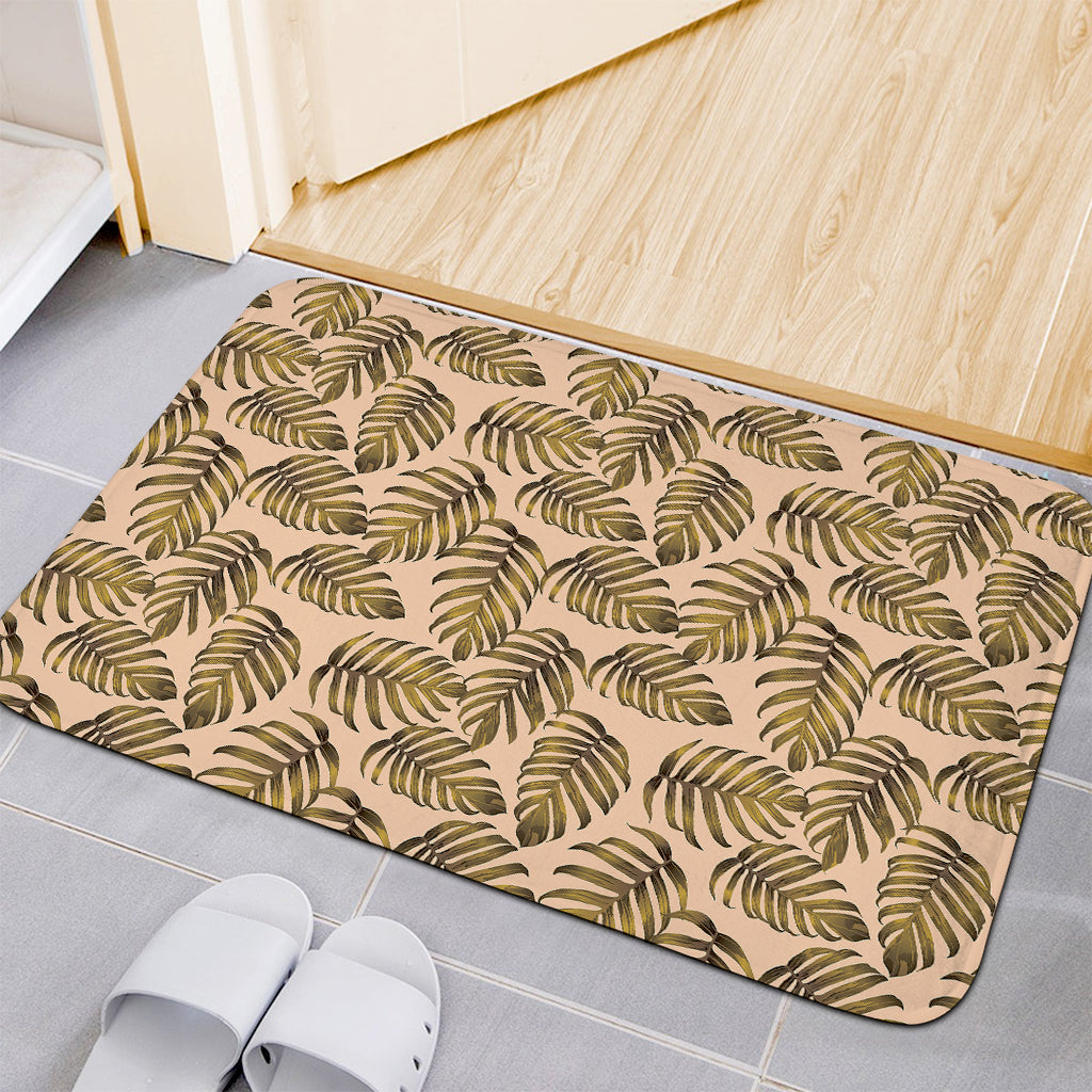 Yellow Monstera Leaves Pattern Print Indoor Door Mat
