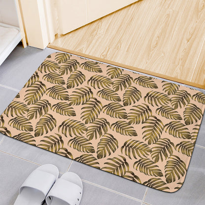 Yellow Monstera Leaves Pattern Print Indoor Door Mat