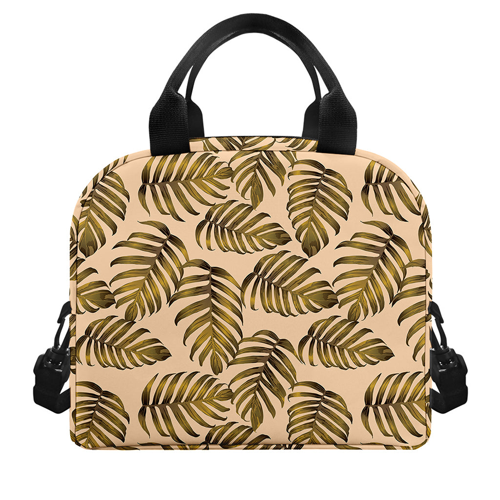 Yellow Monstera Leaves Pattern Print Insulated Lunch Bag