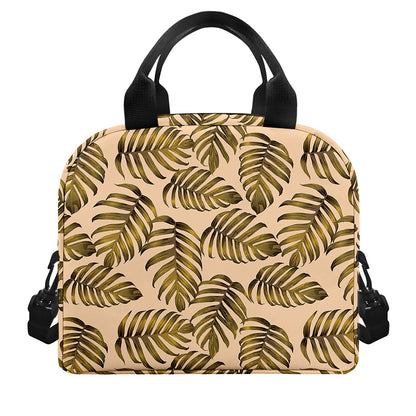 Yellow Monstera Leaves Pattern Print Insulated Lunch Bag