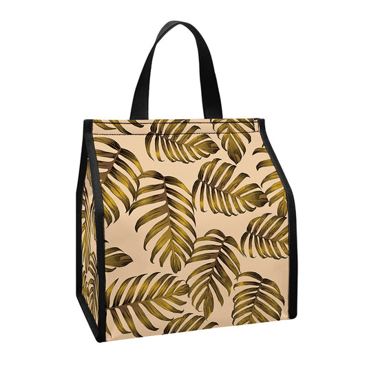 Yellow Monstera Leaves Pattern Print Insulated Lunch Tote