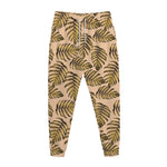 Yellow Monstera Leaves Pattern Print Jogger Pants