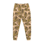 Yellow Monstera Leaves Pattern Print Jogger Pants