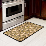 Yellow Monstera Leaves Pattern Print Kitchen Mat