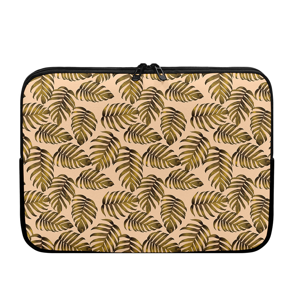 Yellow Monstera Leaves Pattern Print Laptop Sleeve