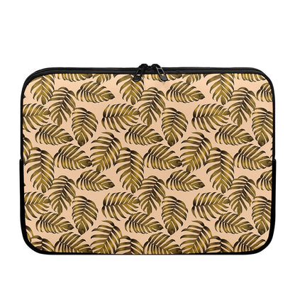 Yellow Monstera Leaves Pattern Print Laptop Sleeve