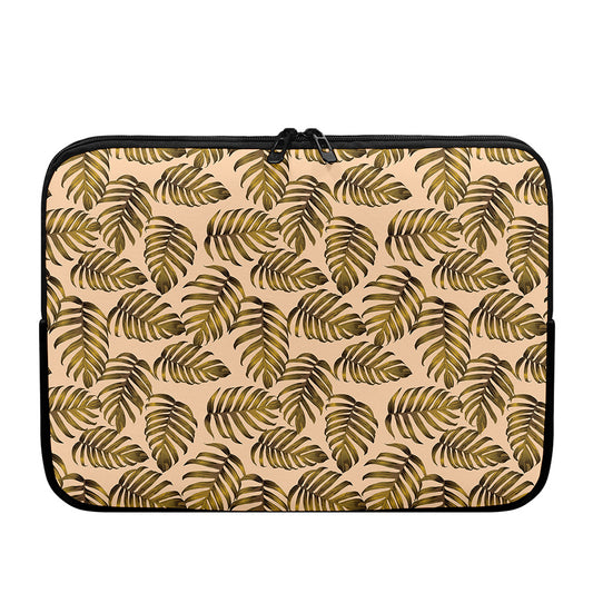 Yellow Monstera Leaves Pattern Print Laptop Sleeve