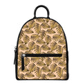 Yellow Monstera Leaves Pattern Print Leather Backpack