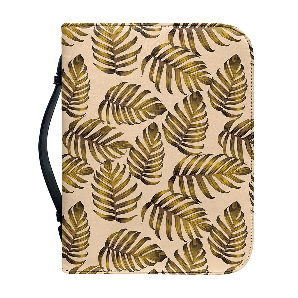 Yellow Monstera Leaves Pattern Print Leather Bible Cover