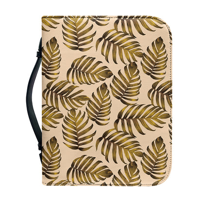 Yellow Monstera Leaves Pattern Print Leather Bible Cover
