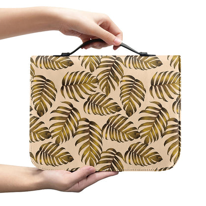 Yellow Monstera Leaves Pattern Print Leather Bible Cover