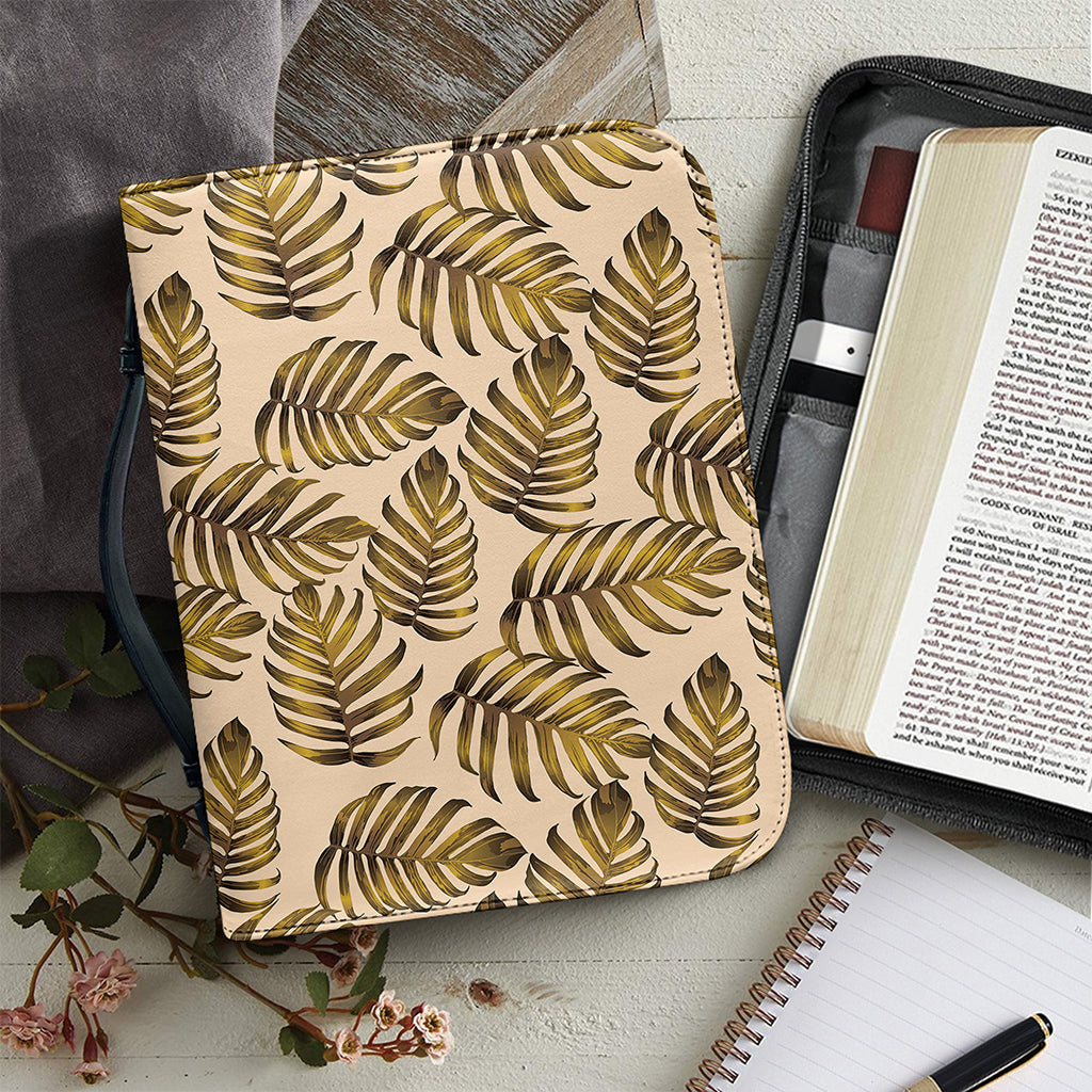 Yellow Monstera Leaves Pattern Print Leather Bible Cover
