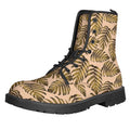 Yellow Monstera Leaves Pattern Print Lace-Up Boots