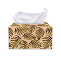 Yellow Monstera Leaves Pattern Print Leather Tissue Box Cover
