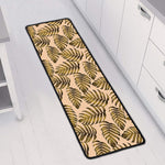 Yellow Monstera Leaves Pattern Print Long Kitchen Mat