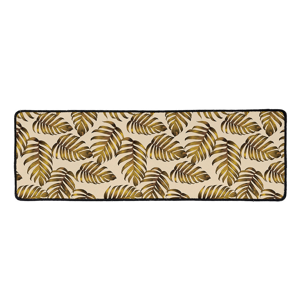 Yellow Monstera Leaves Pattern Print Long Kitchen Mat