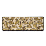 Yellow Monstera Leaves Pattern Print Long Kitchen Mat