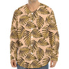 Yellow Monstera Leaves Pattern Print Long Sleeve Baseball Jersey