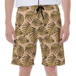 Yellow Monstera Leaves Pattern Print Men's Beach Shorts