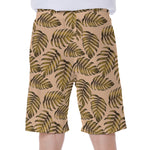 Yellow Monstera Leaves Pattern Print Men's Beach Shorts