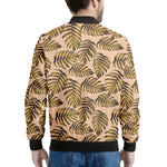 Yellow Monstera Leaves Pattern Print Men's Bomber Jacket