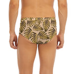 Yellow Monstera Leaves Pattern Print Men's Briefs