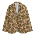Yellow Monstera Leaves Pattern Print Men's Cotton Blazer