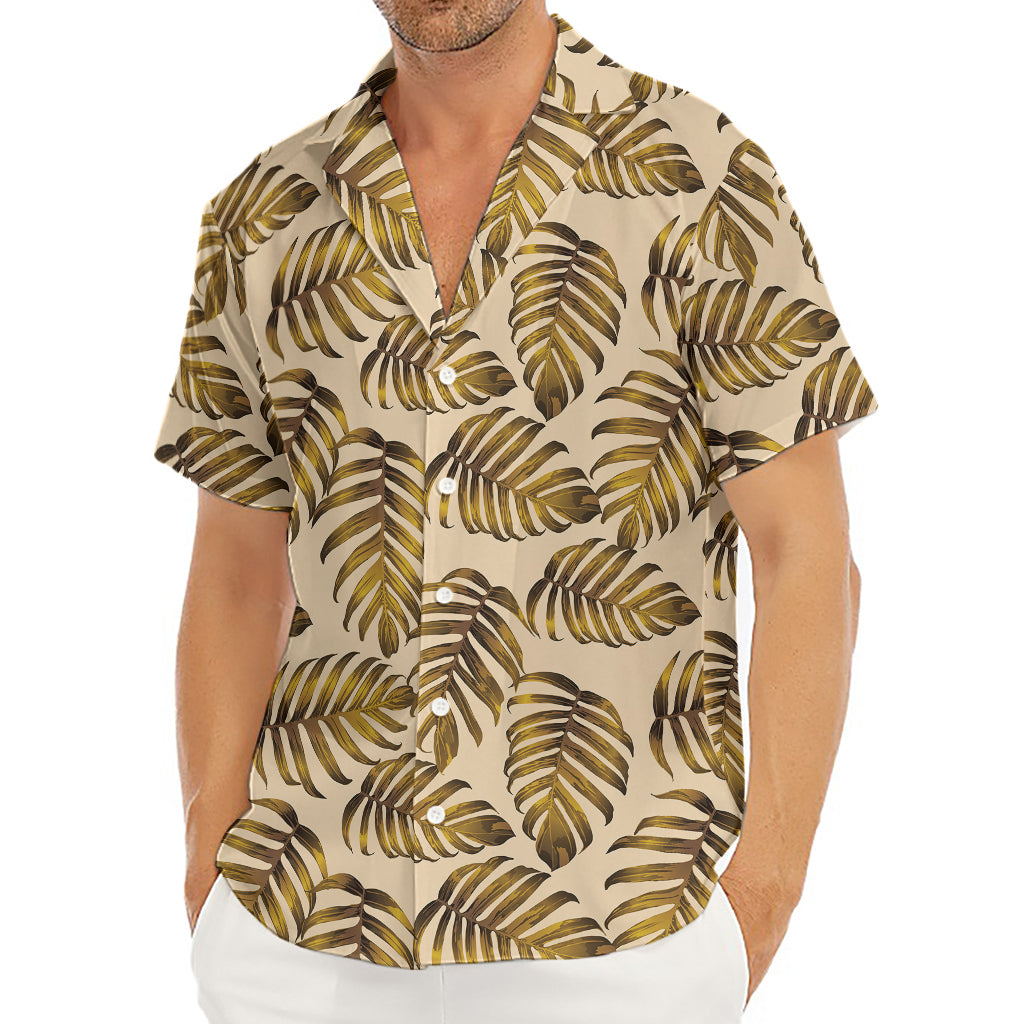 Yellow Monstera Leaves Pattern Print Men's Deep V-Neck Shirt