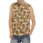 Yellow Monstera Leaves Pattern Print Men's Fitness Tank Top